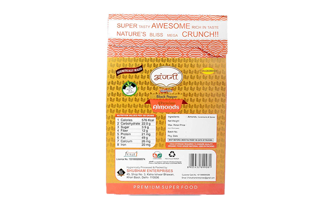 Anjani Superfoods Black Pepper Almonds    Box  1 kilogram